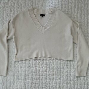 Kendall & Kylie Cream V-Neck Sweater